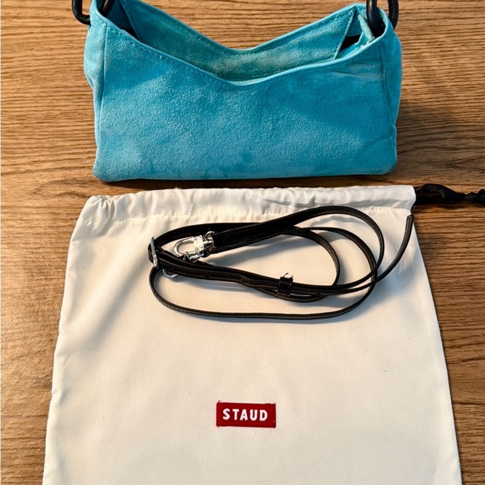 STAUD Blue Mini Suede Bag